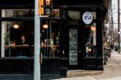 black cafe building exterior