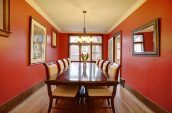 brown wooden table and dining chairs