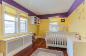 yellow and purple kids bedroom